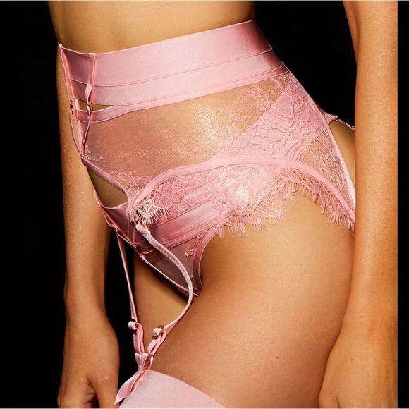 Honey Birdette Belinda Pink Garter Belt - M - Picture 5 of 15